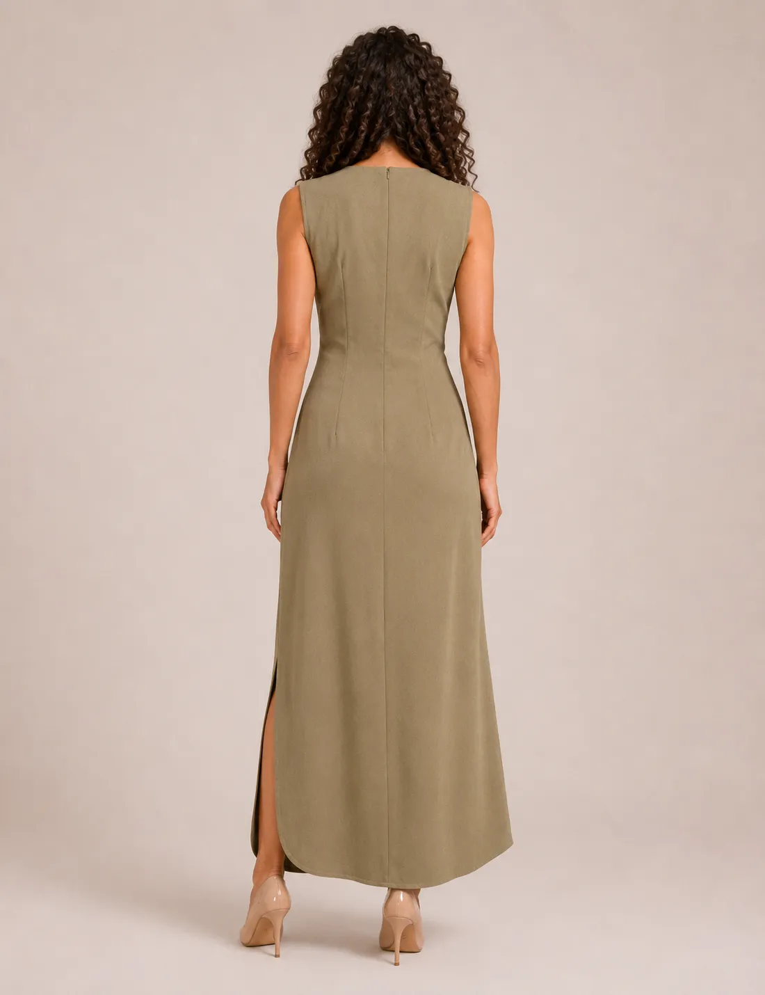 Alternative view of Vestido Maxi Broche Kaki