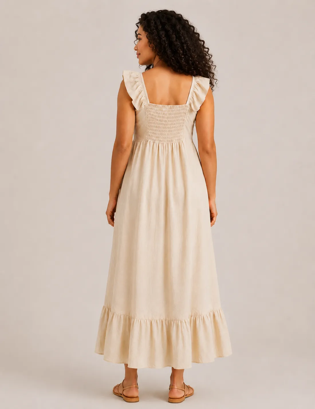 Alternative view of Vestido Volante Evasé Crema