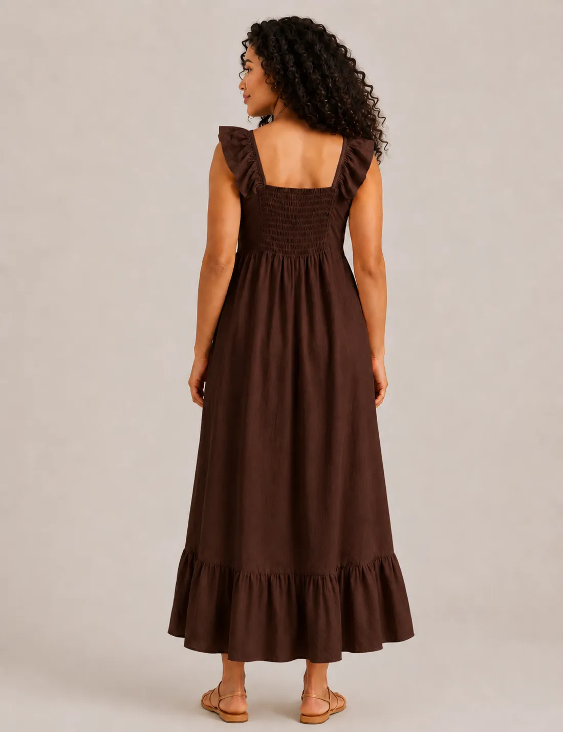 Alternative view of Vestido Volante Evasé Marrón