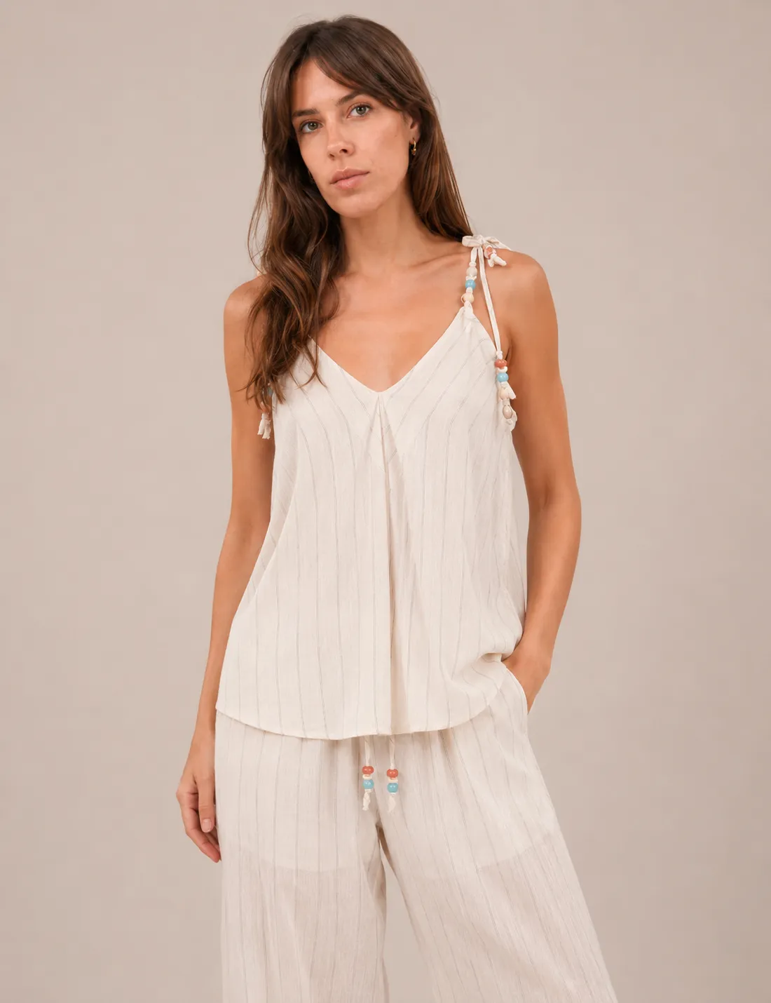 Blusa Fluida Piedras Blanca