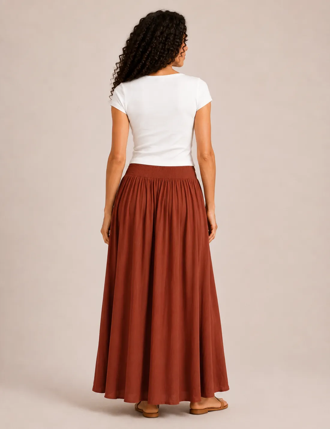 Alternative view of Falda Maxi Cinturilla Teja