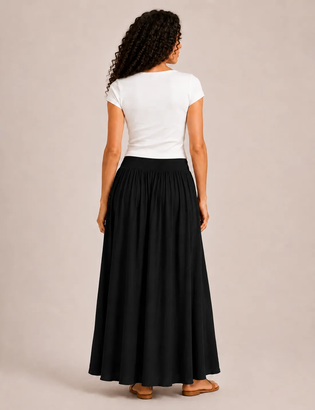 Alternative view of Falda Maxi Cinturilla Negra