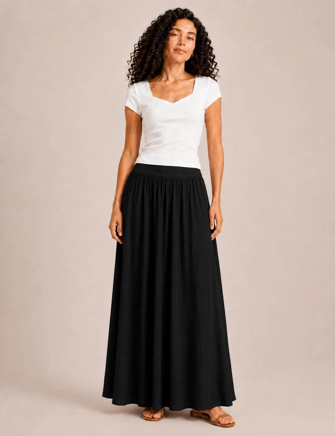 Falda Maxi Cinturilla Negra