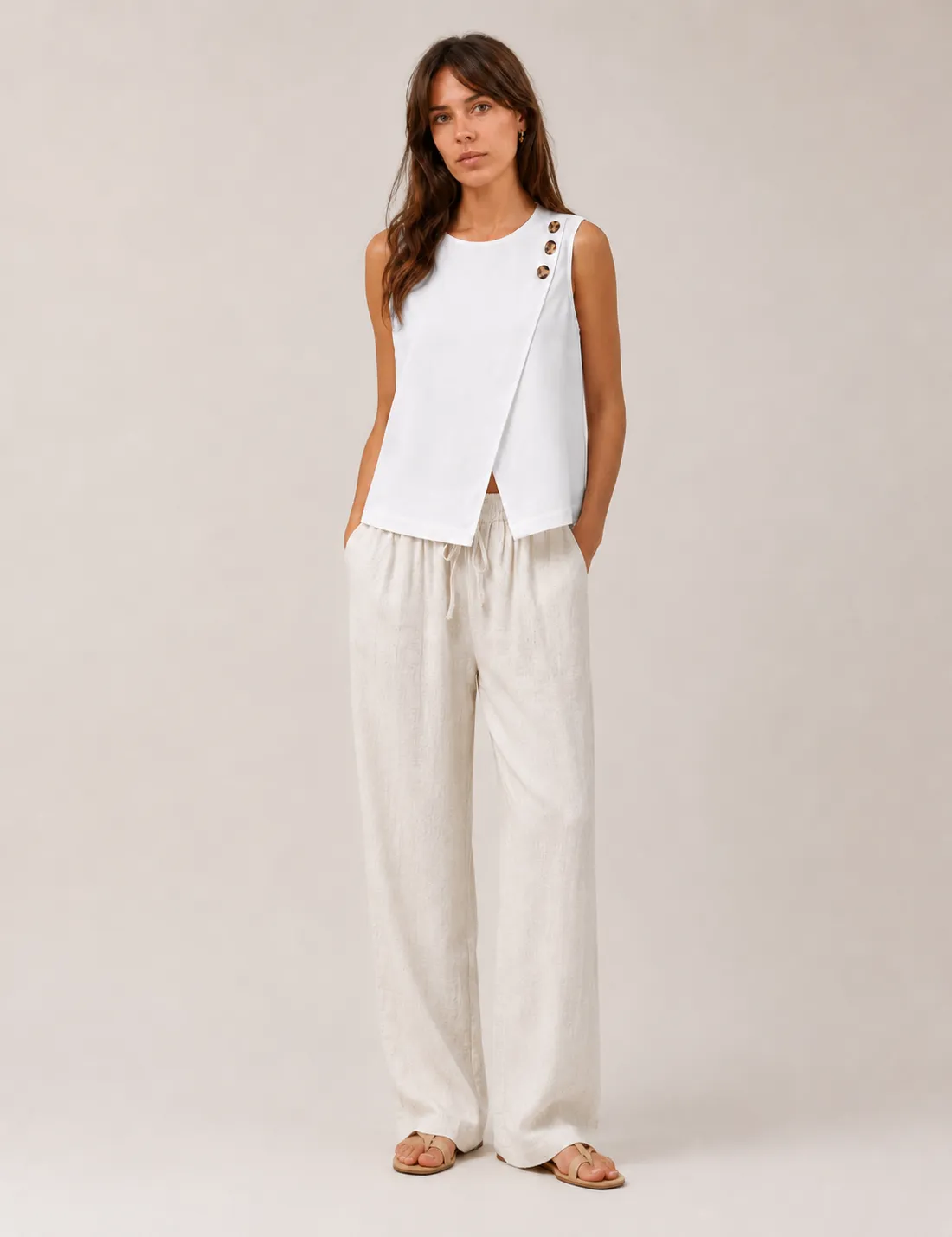 Pantalón Lino Crema
