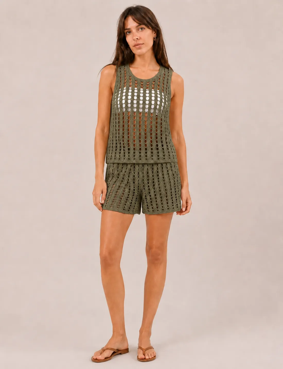 Top Crochet Kaki