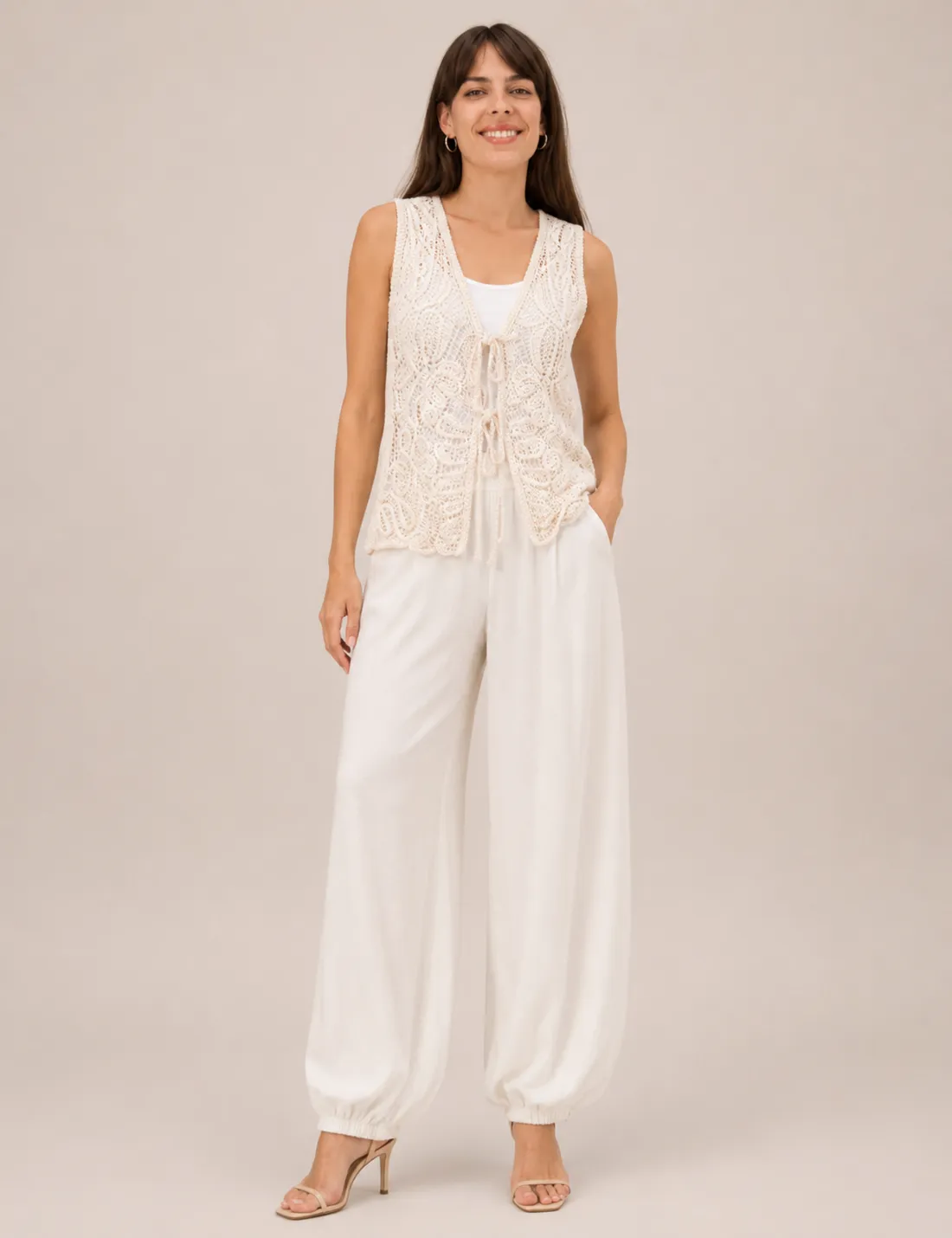 Chaleco Crochet Crema