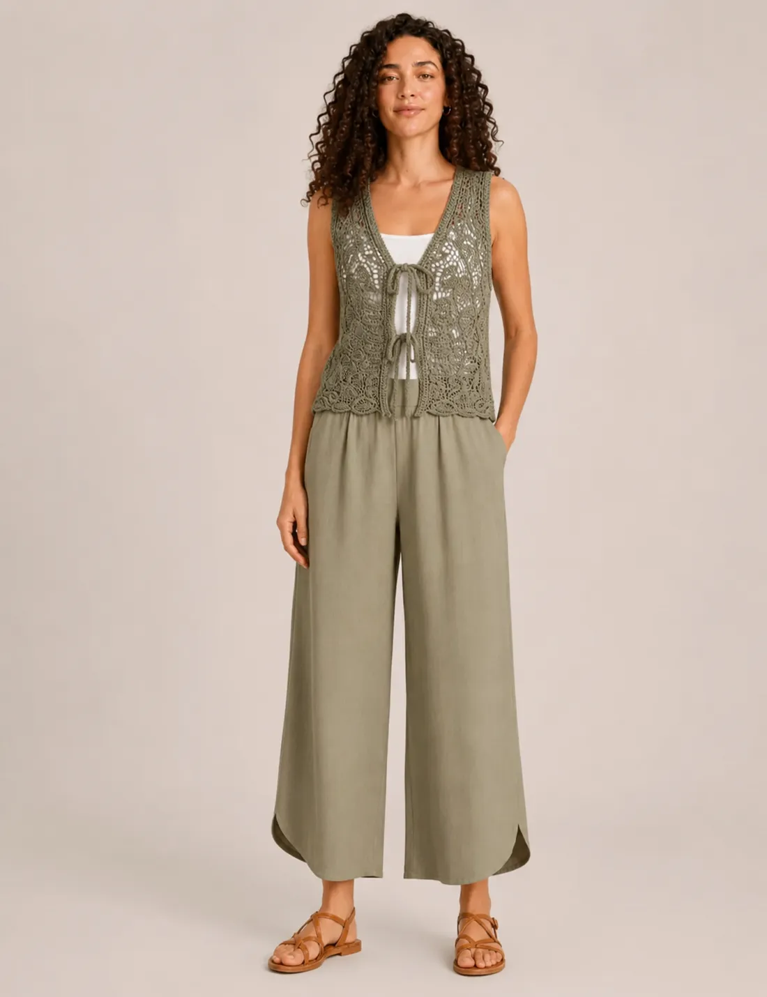 Chaleco Crochet Kaki