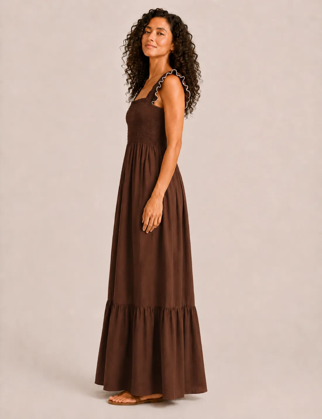 Vestido Nido Abeja Marrón
