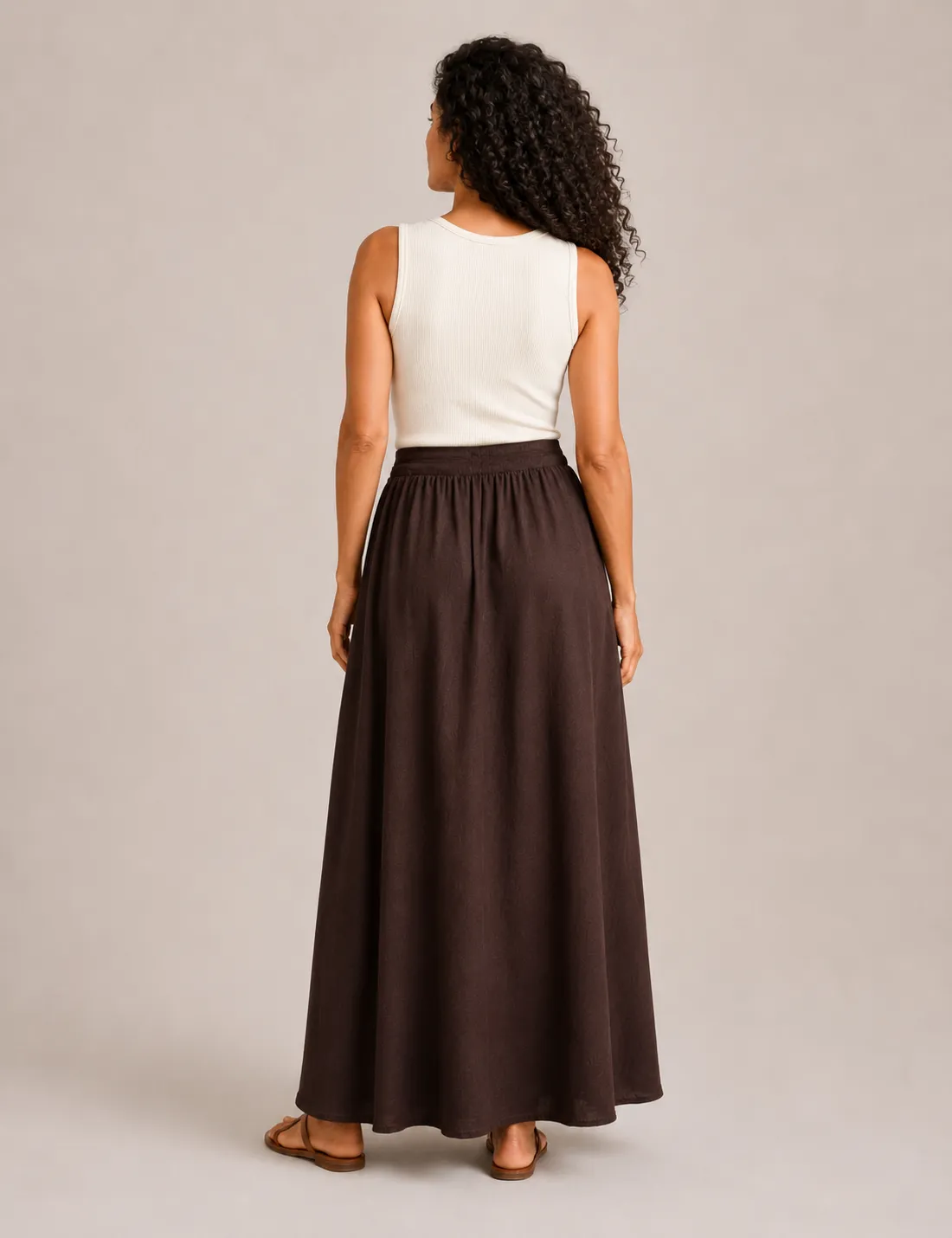 Alternative view of Falda Maxi Piedras Marrón