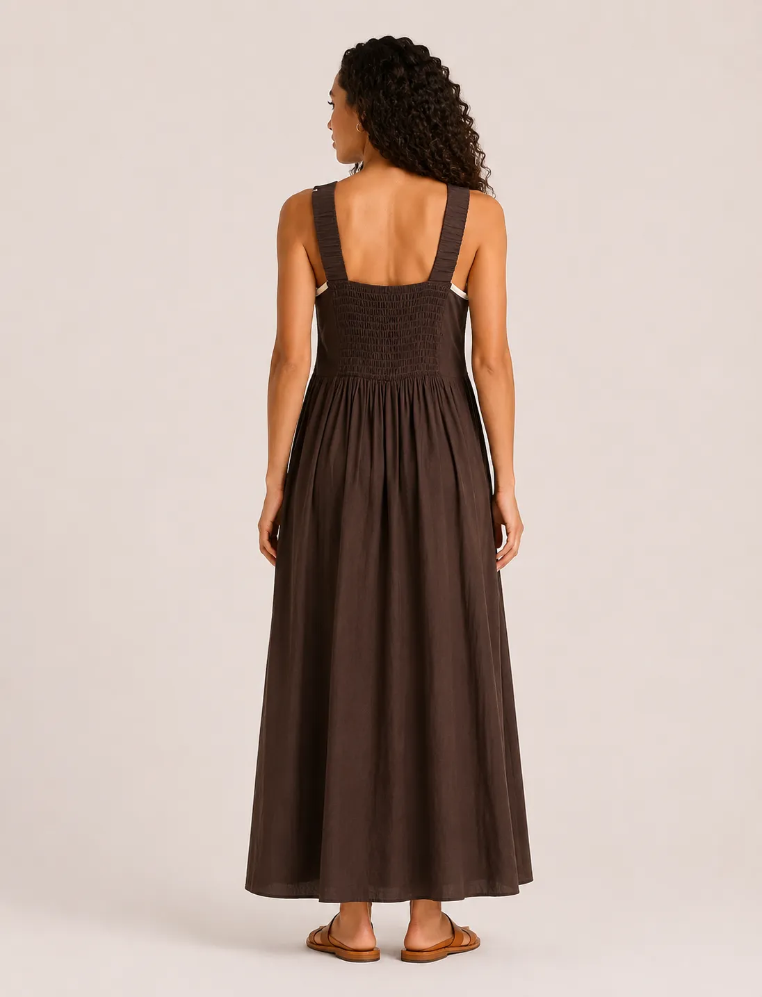 Alternative view of Vestido Evasé Ribetes Marrón