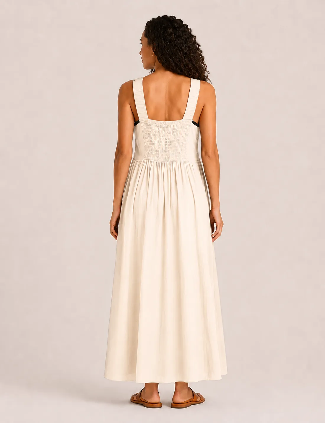 Alternative view of Vestido Evasé Ribetes Crema