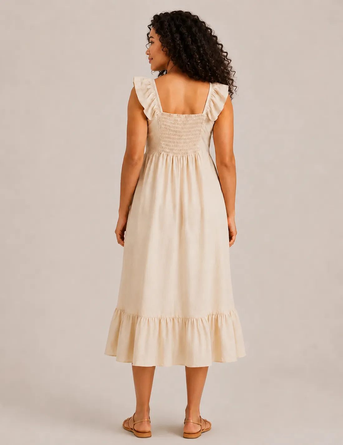 Alternative view of Vestido Volante Evasé Crema