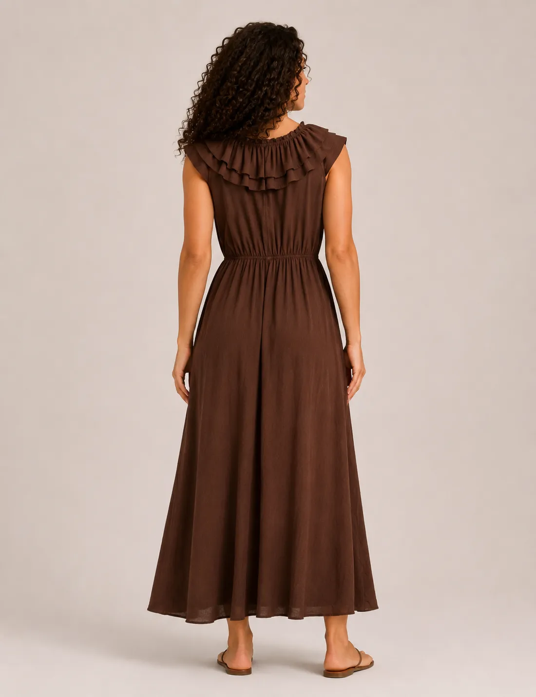 Alternative view of Vestido Maxi Volante Chocolate
