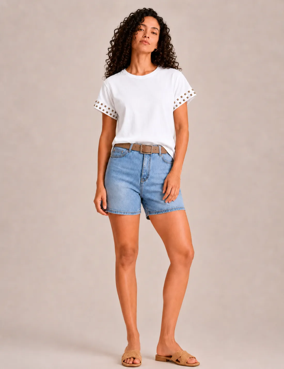 Camiseta Lavada Tachuelas Blanca