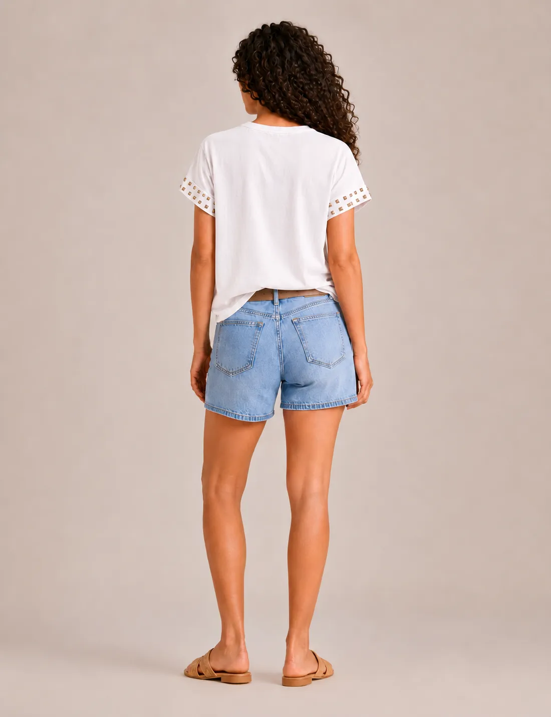 Alternative view of Camiseta Lavada Tachuelas Blanca