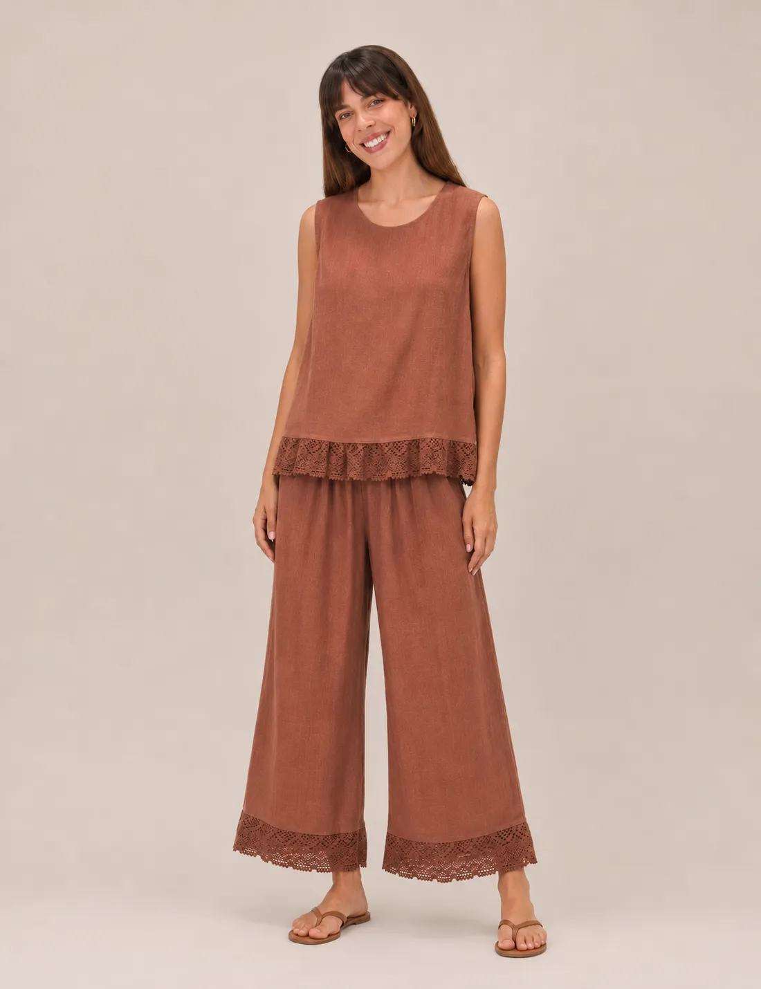 Pantalón Puntilla Teja