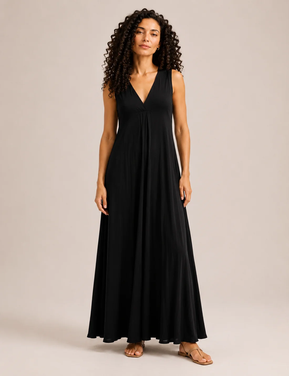 Vestido Maxi Pliegue Negro