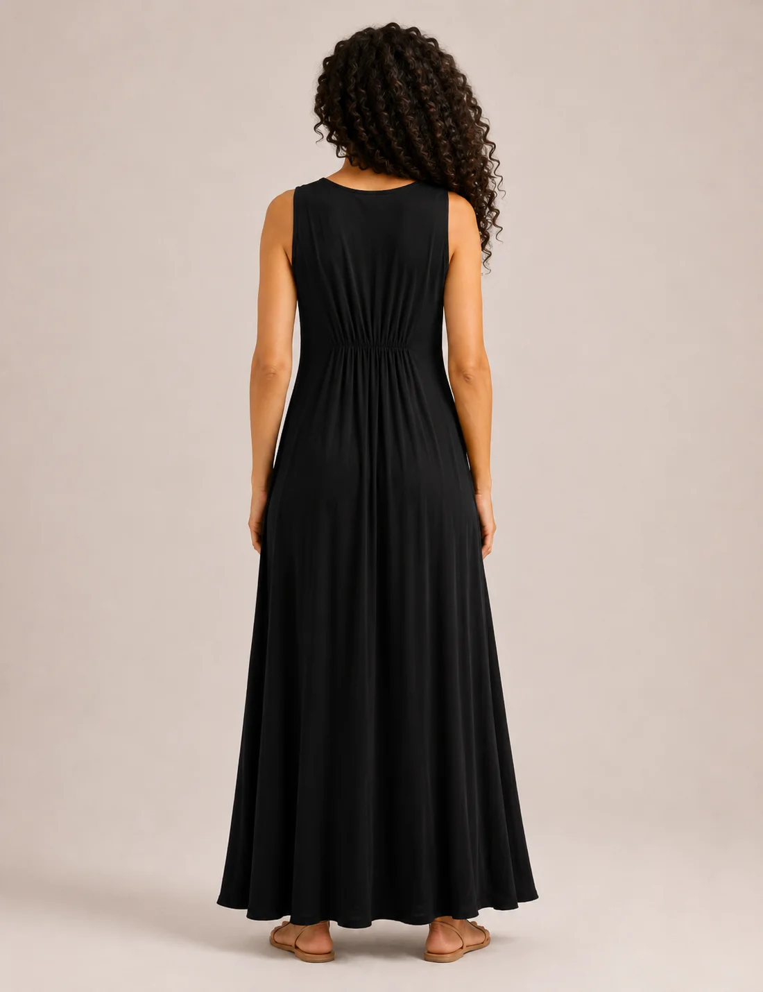 Alternative view of Vestido Maxi Pliegue Negro