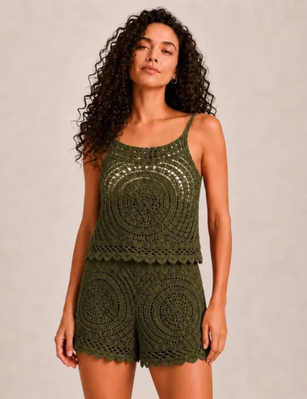 Top Crochet Tirante Kaki