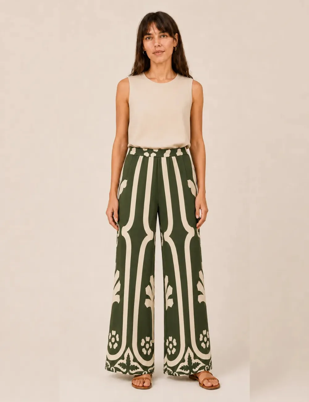 Pantalón Estampado Verde