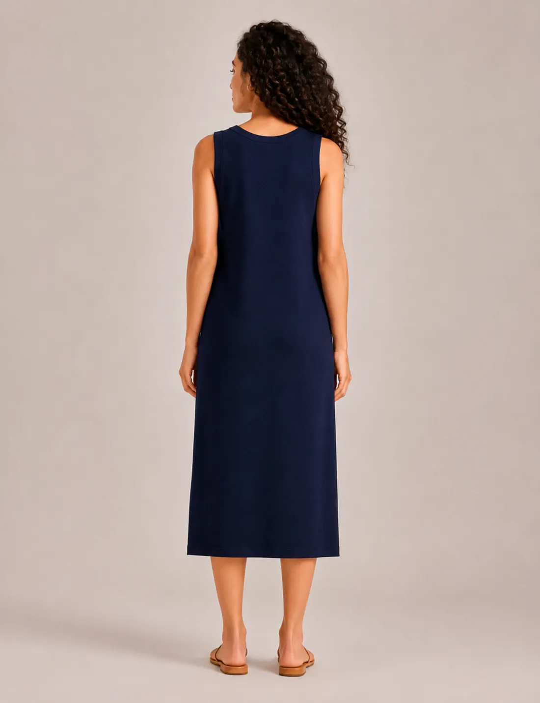 Alternative view of Vestido Midi Liso Marino