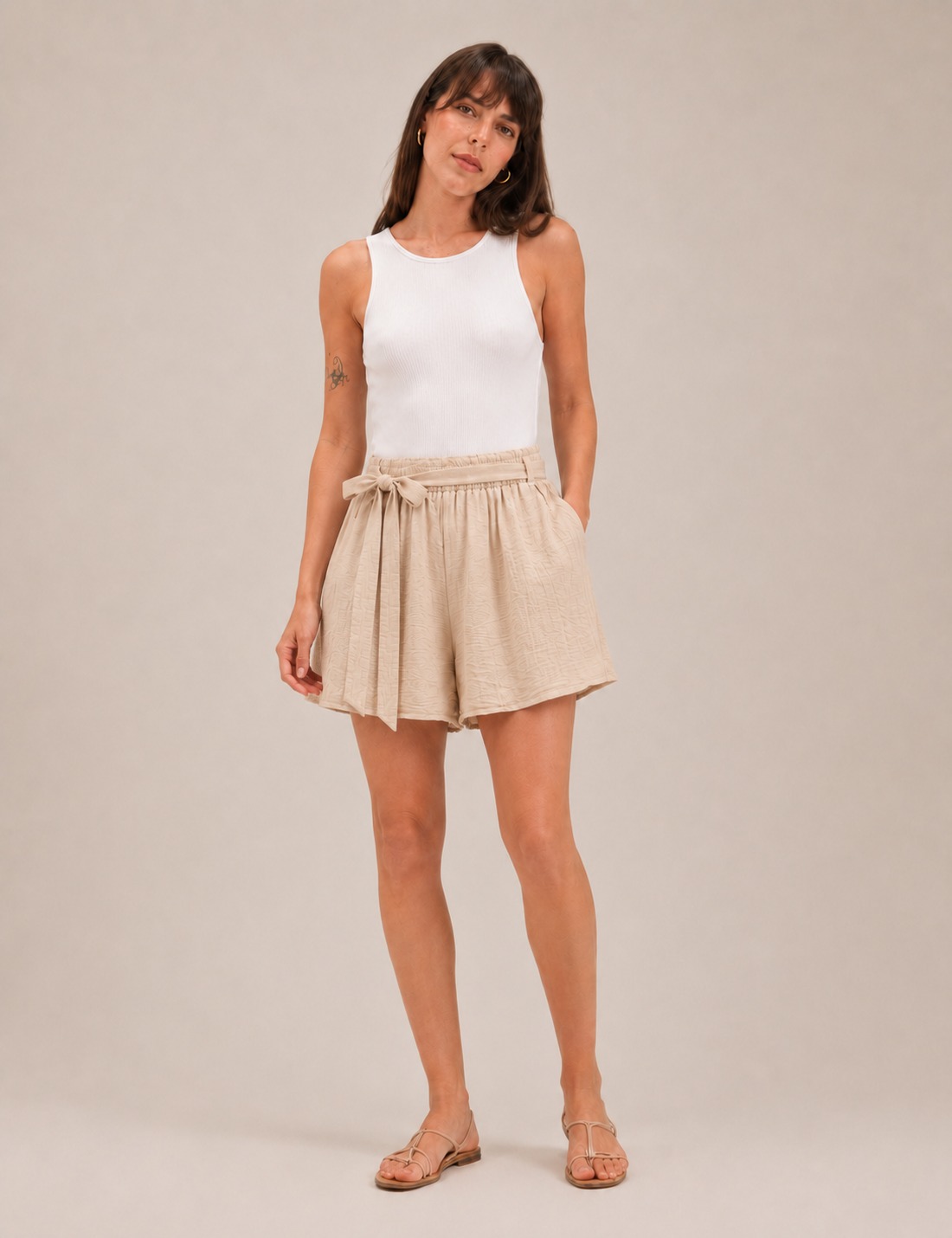Short Lazo Fluido Crema