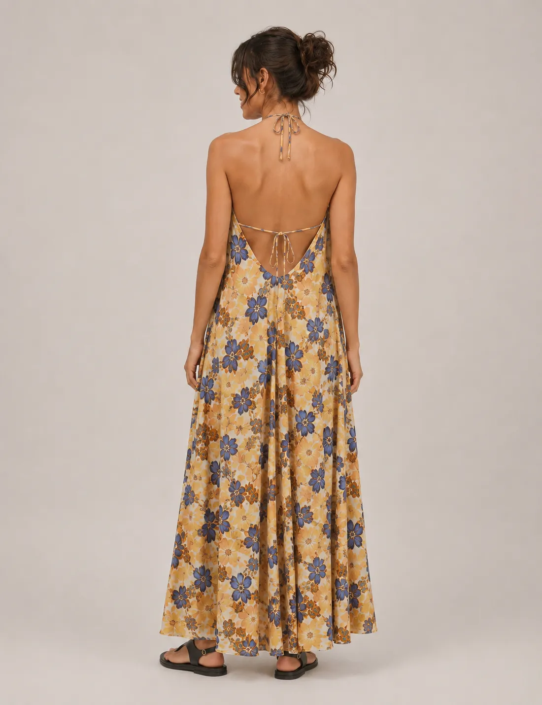 Vestido Tirantes Estampado Mostaza - Imagen 4