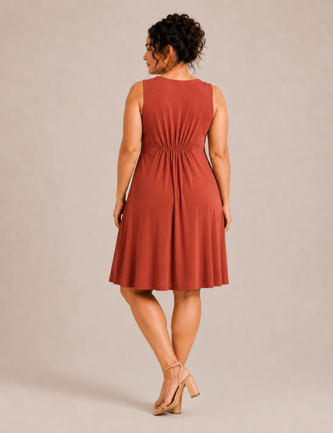 Alternative view of Vestido Pliegue Teja