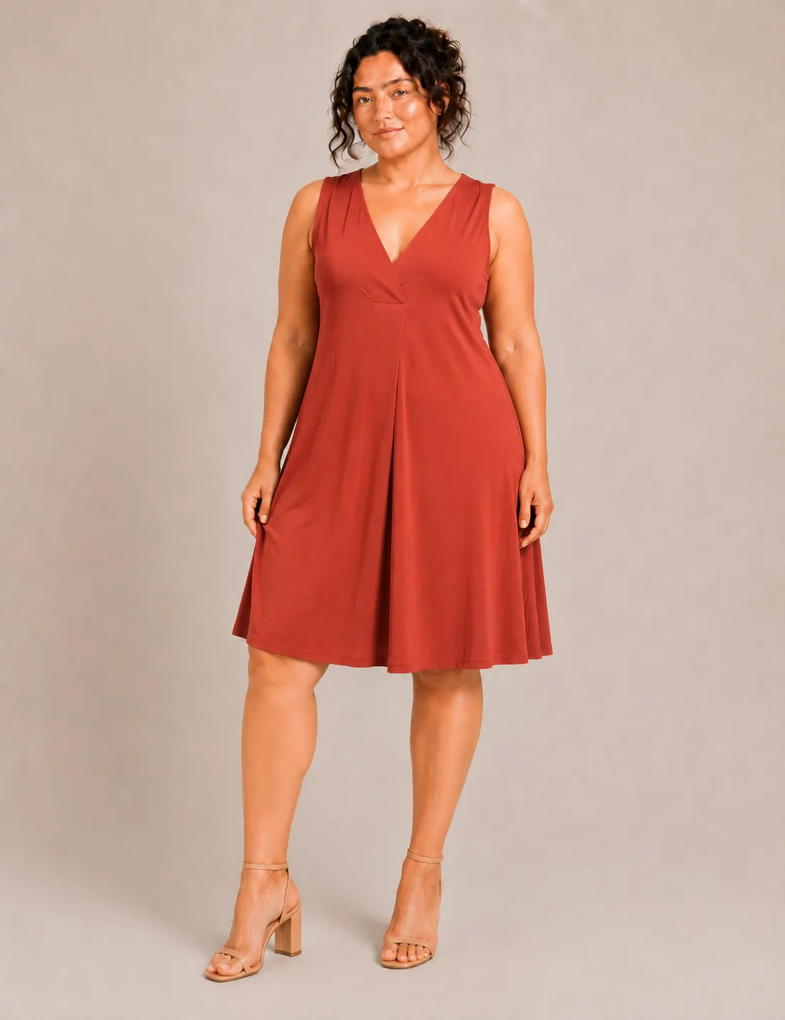 Vestido Pliegue Teja