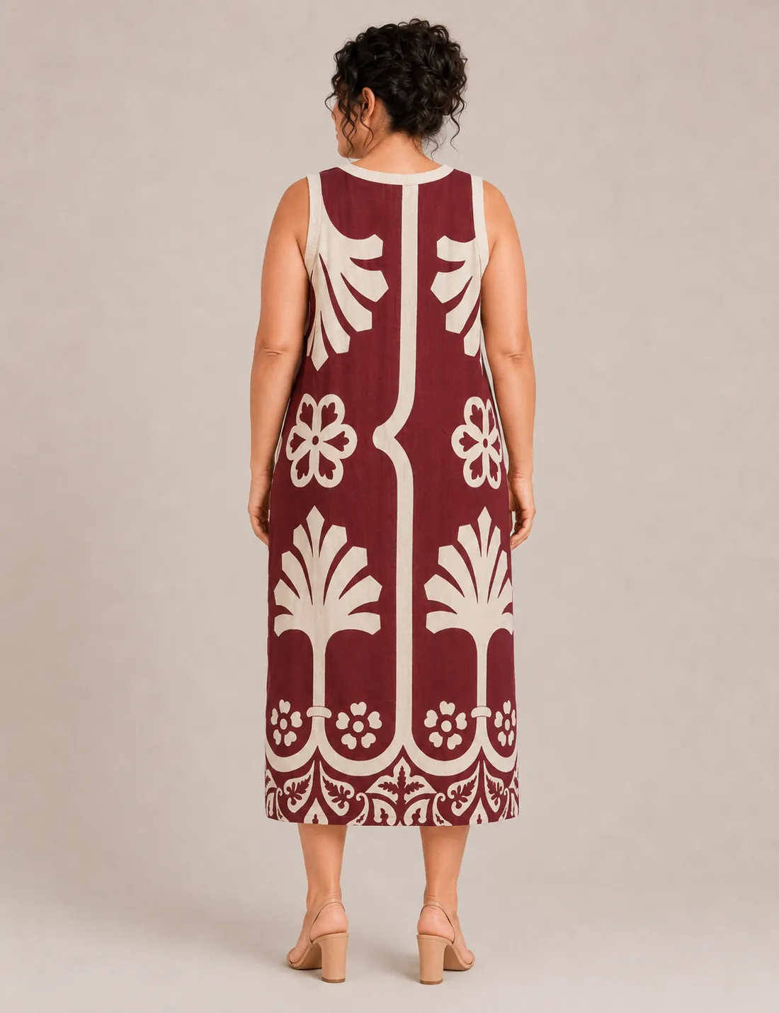 Alternative view of Vestido Midi Estampado Burdeos