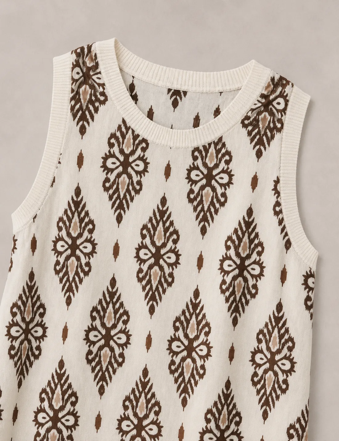 Vestido Midi Estampado Crema - Imagen 3