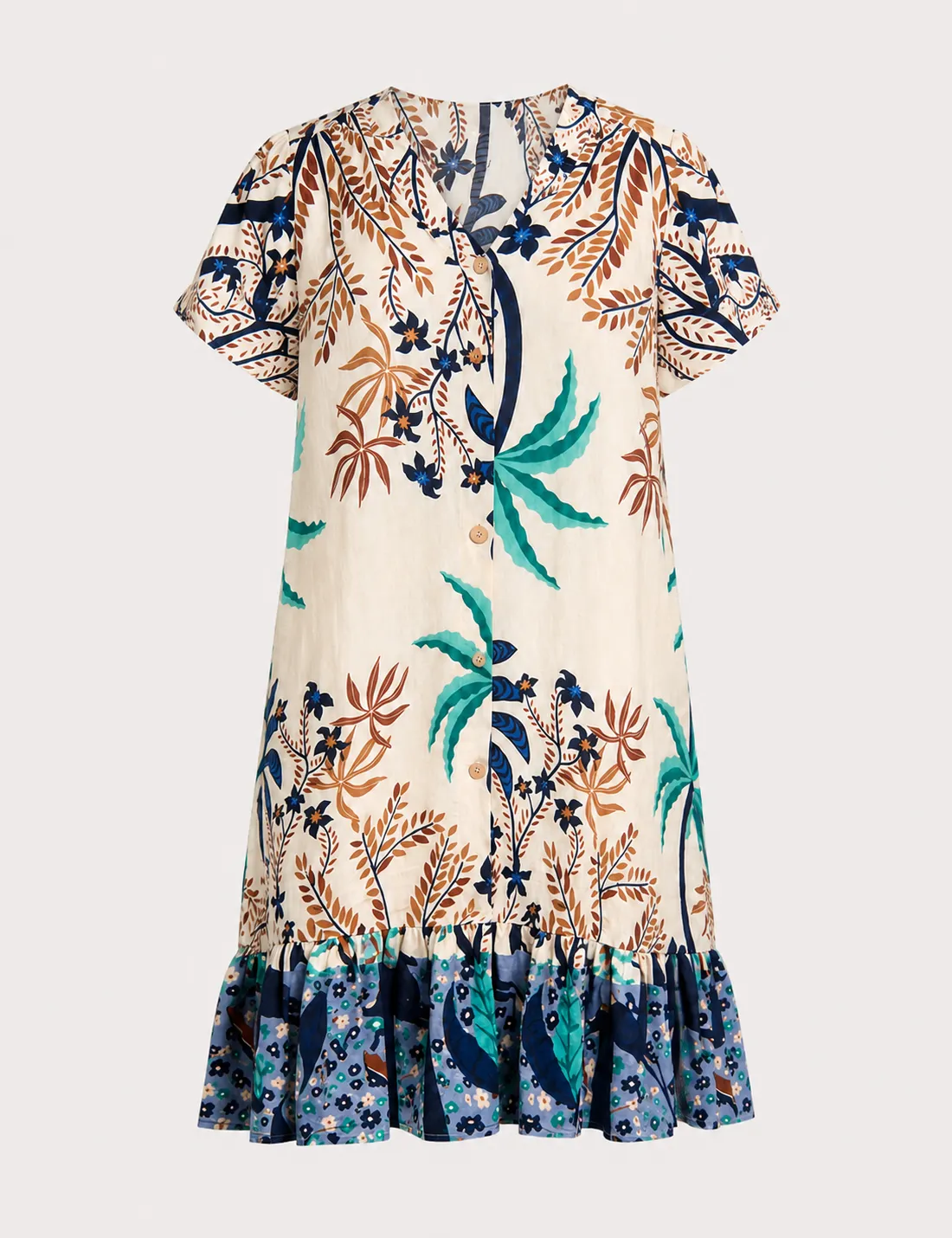 Vestido Estampado Botones Marino - Imagen 3