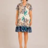 Vestido Estampado Botones Marino