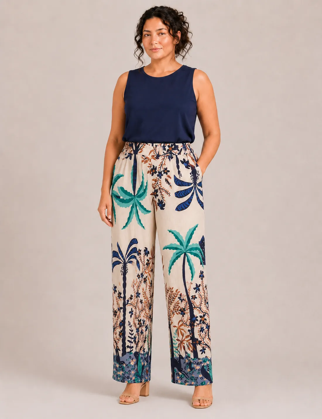 Pantalón Estampado Marino