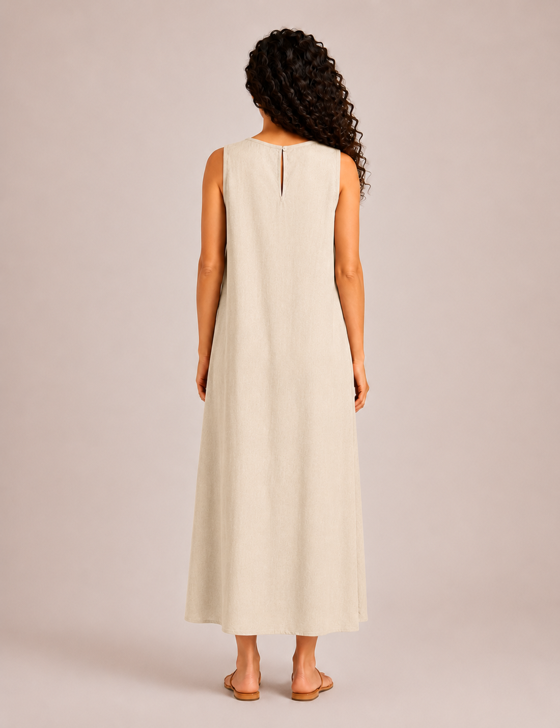 Alternative view of Vestido Maxi Ribetes Crema