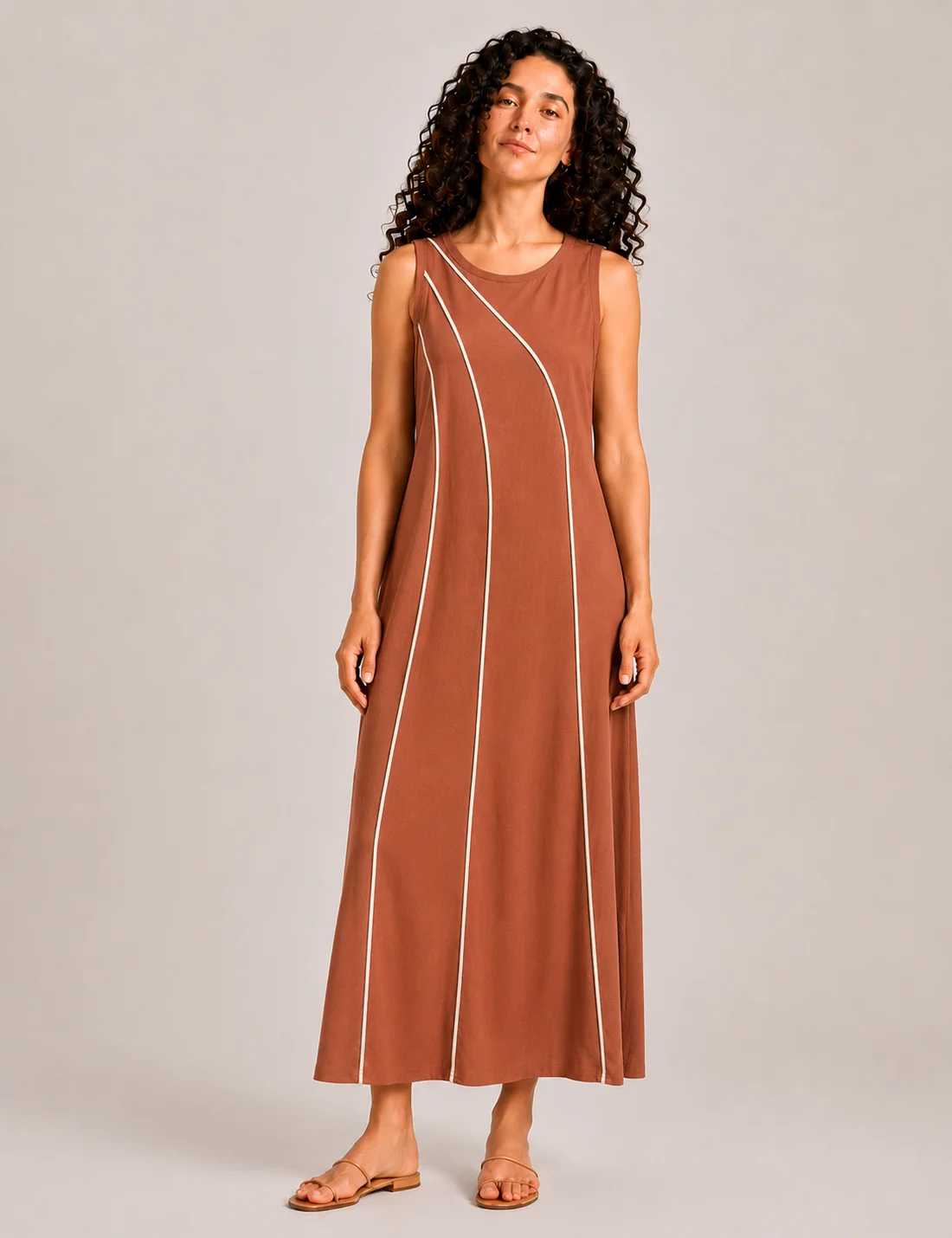 Alternative view of Vestido Maxi Ribetes Teja