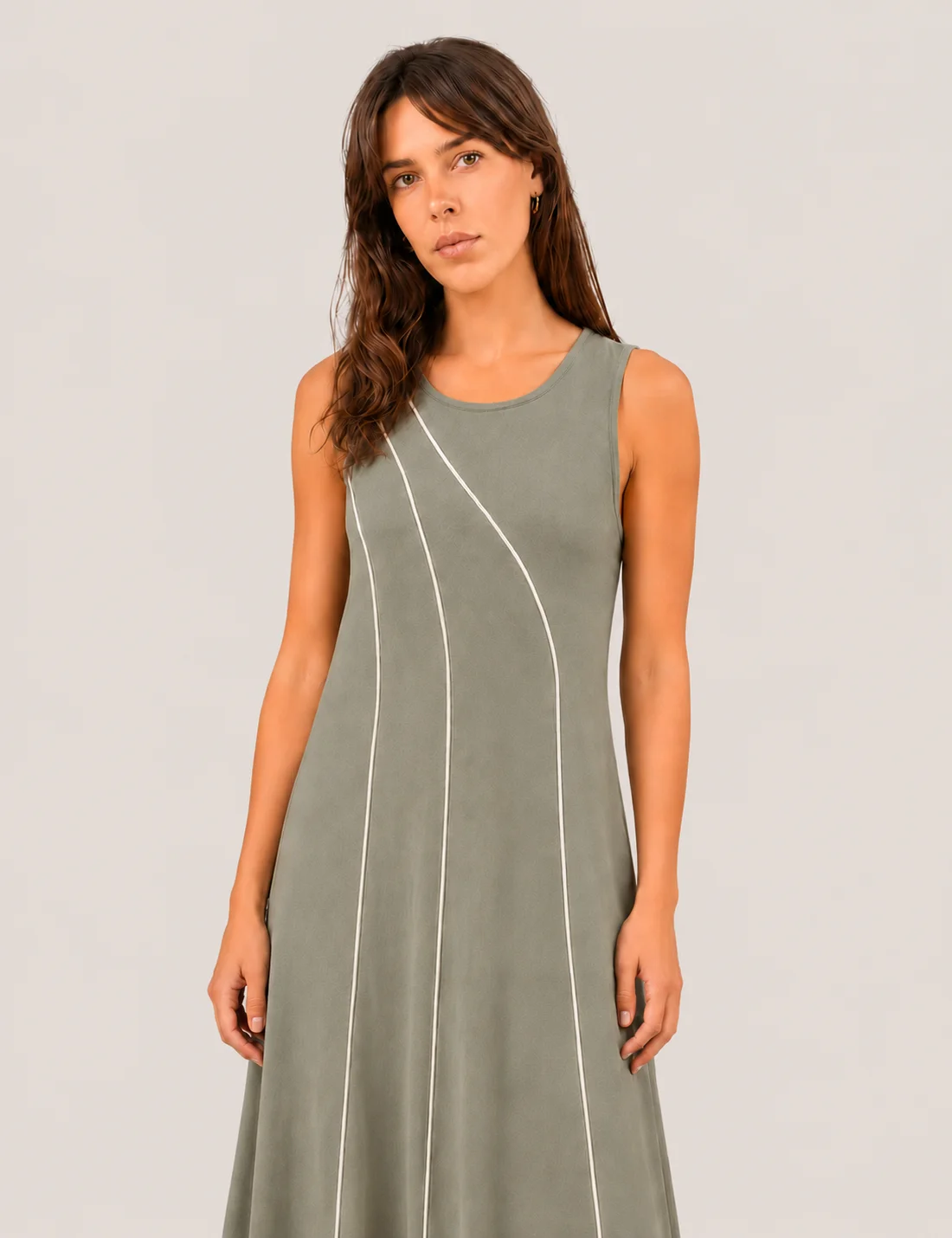 Vestido Maxi Ribetes Verde