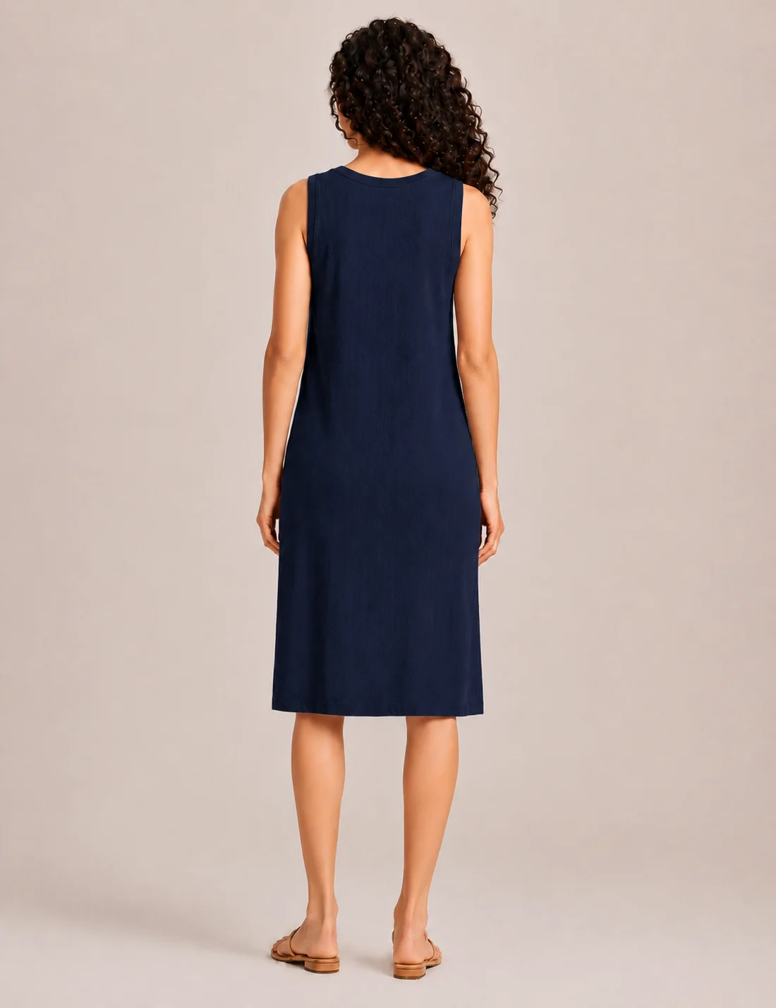 Alternative view of Vestido Midi Liso Marino