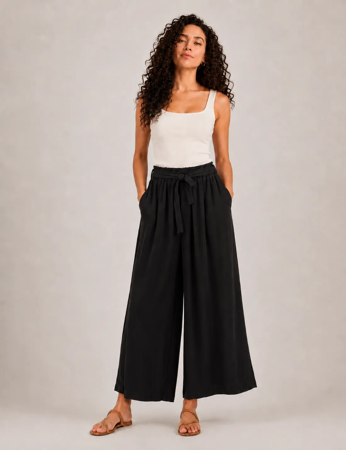 Pantalón Fluido Lazo Negro