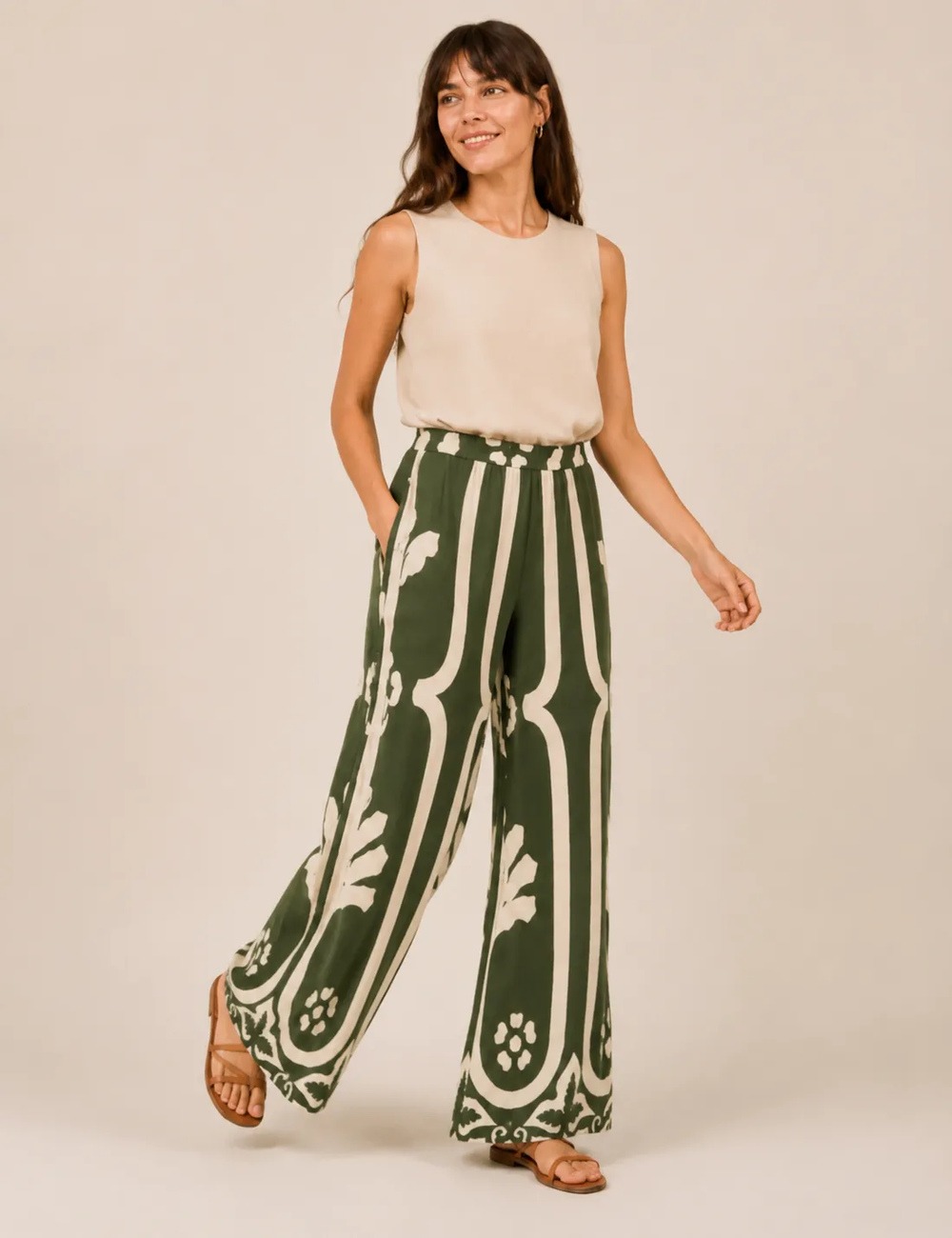 Pantalón Estampado Verde