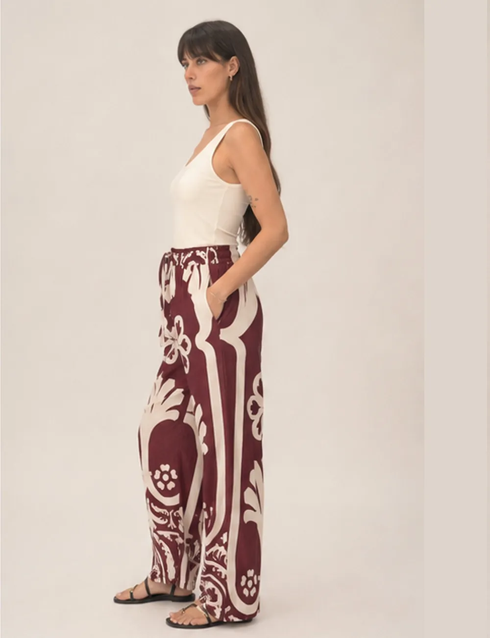 Pantalón Estampado Burdeos - Imagen 3