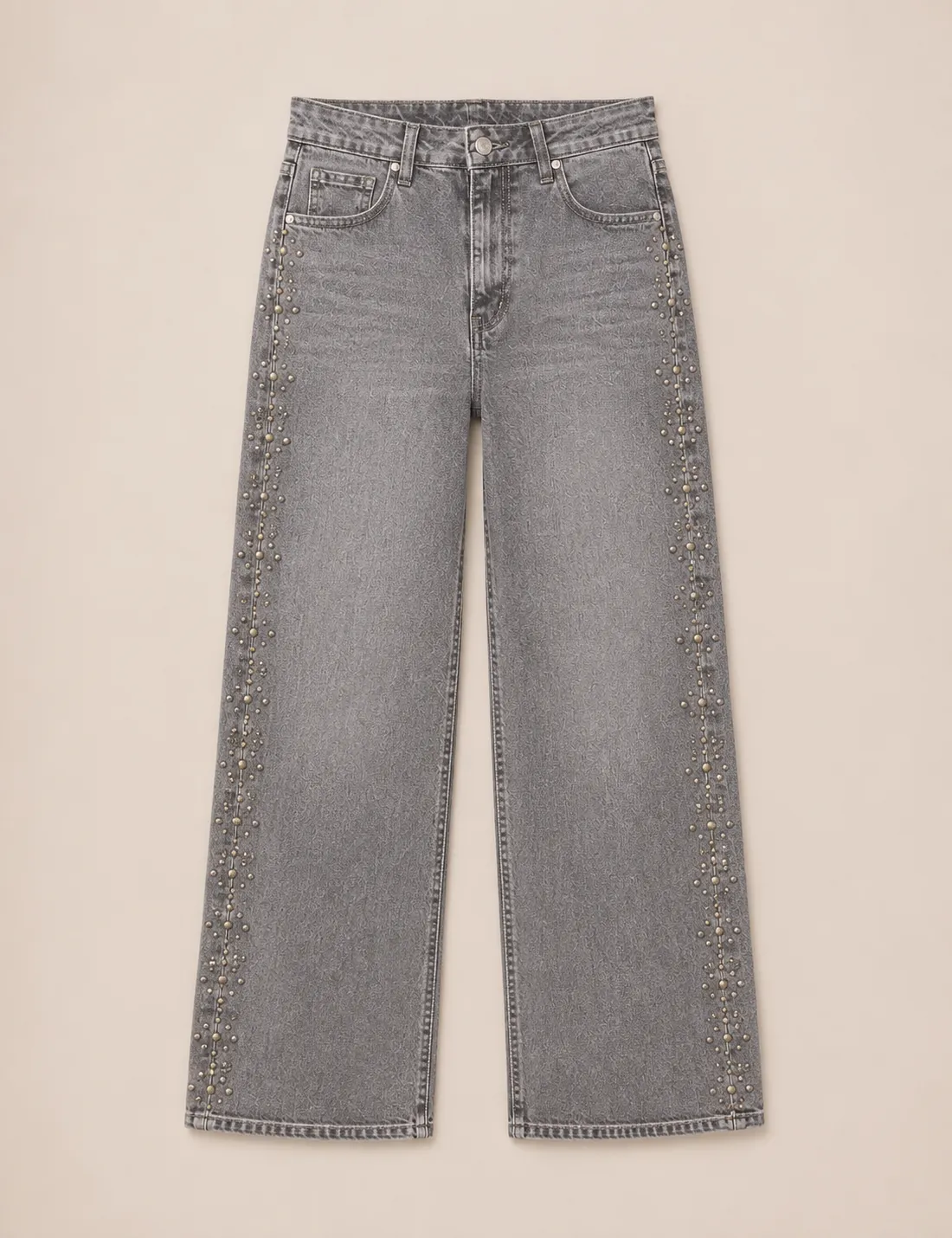 Jeans Straight Tachuelas Gris - Imagen 5