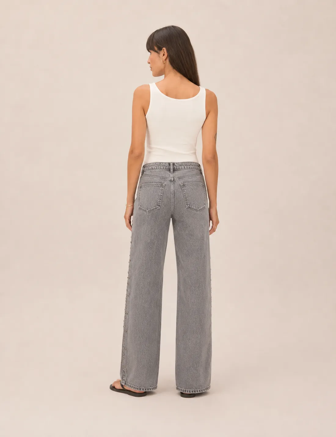 Alternative view of Jeans Straight Tachuelas Gris