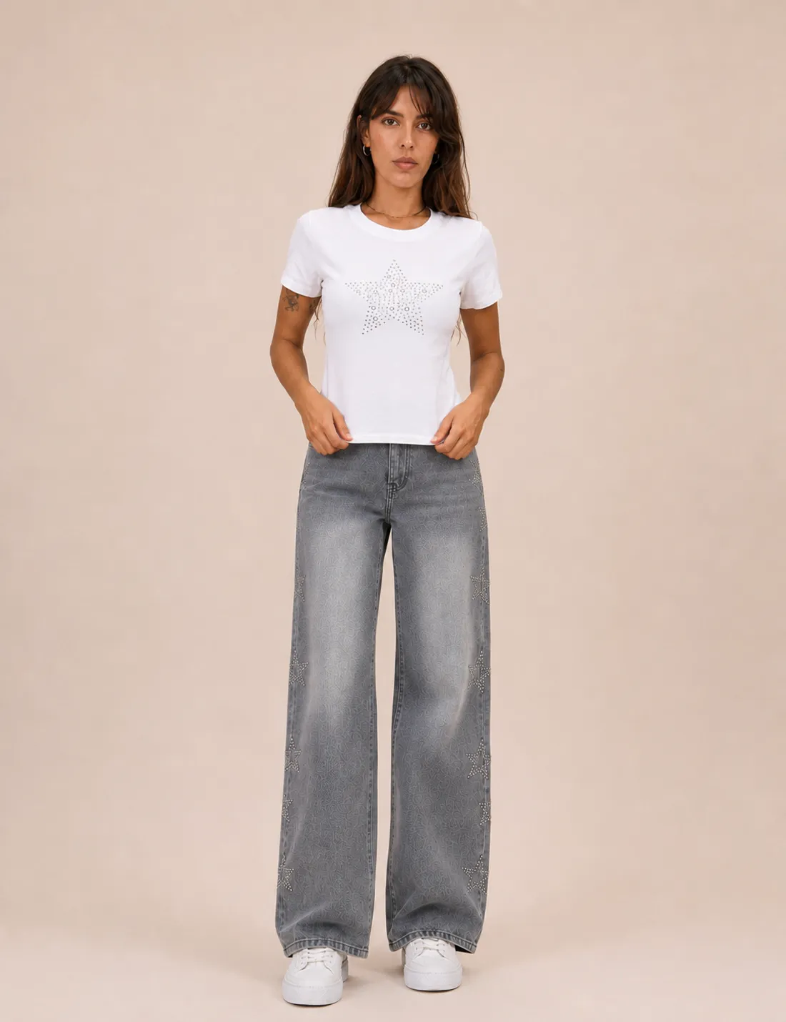 Camiseta Estrella Strass Blanca