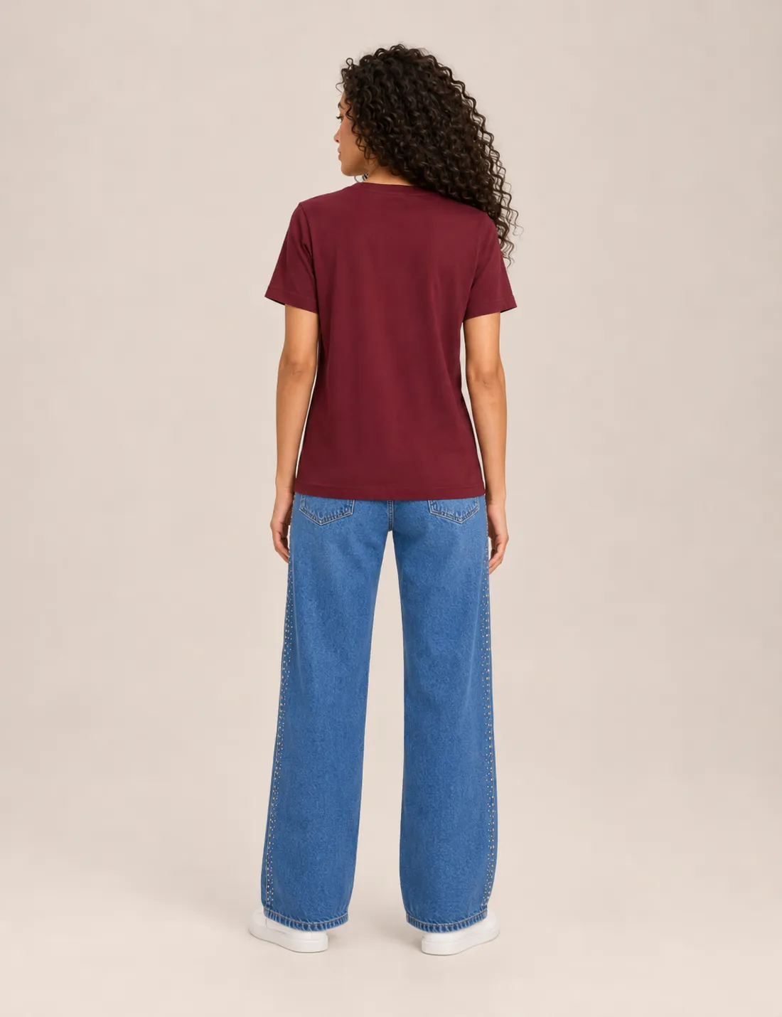 Alternative view of Camiseta Lazo Cuadros Burdeos