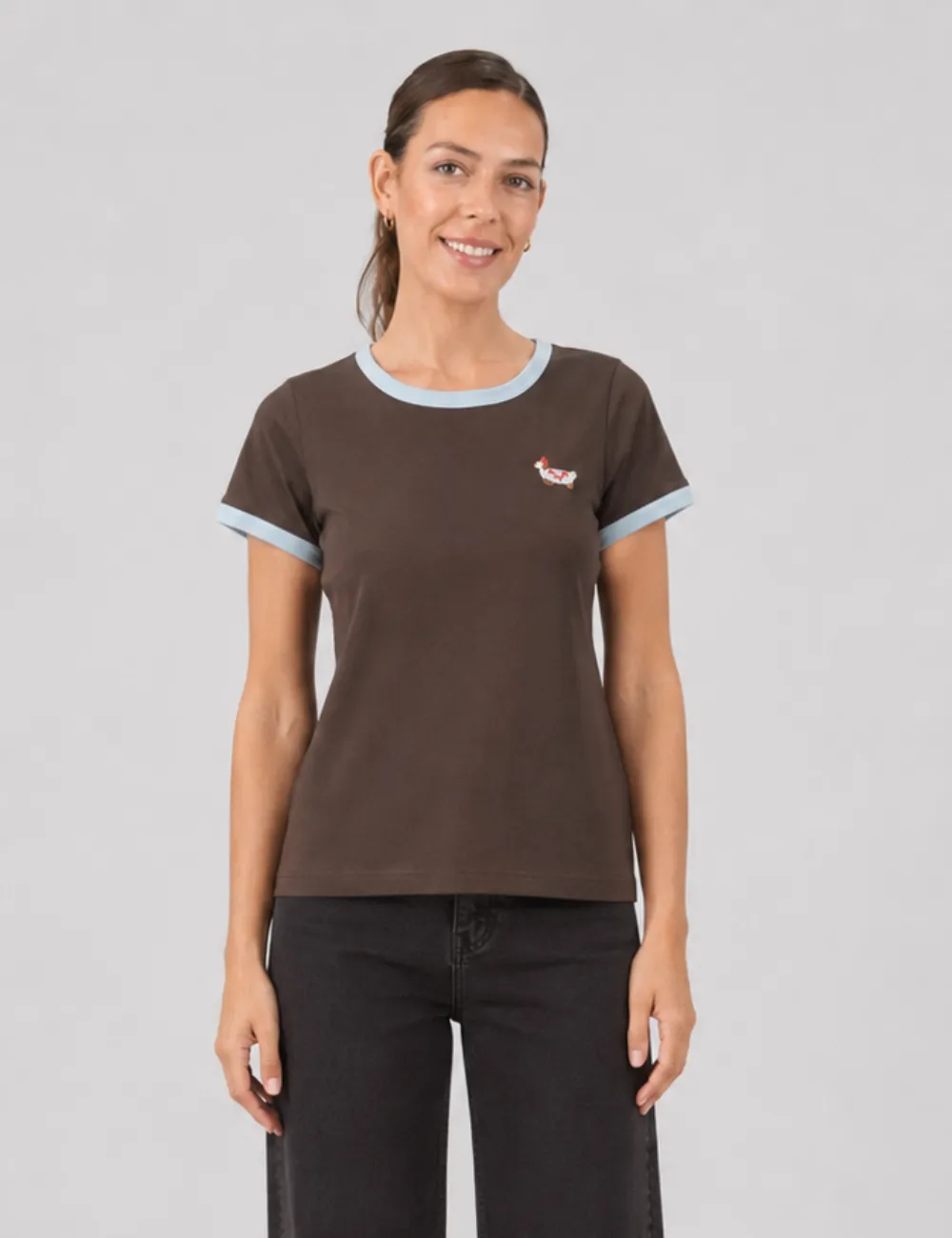 Camiseta Perrito Contraste Chocolate