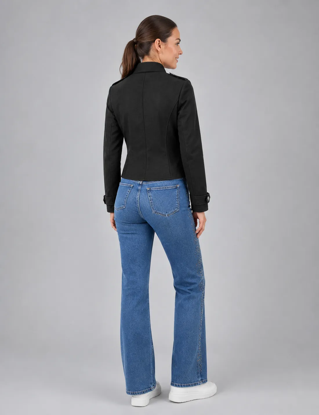 Alternative view of Cazadora Botones Efecto Ante Negro