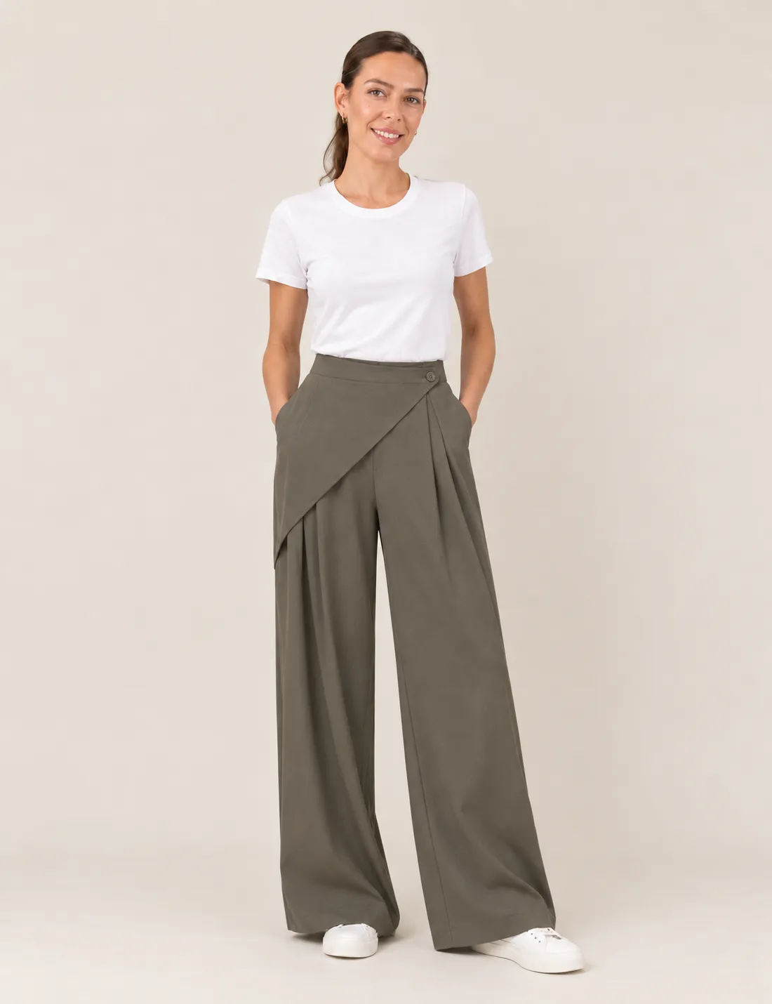 Pantalón Pañuelo Palazzo Kaki