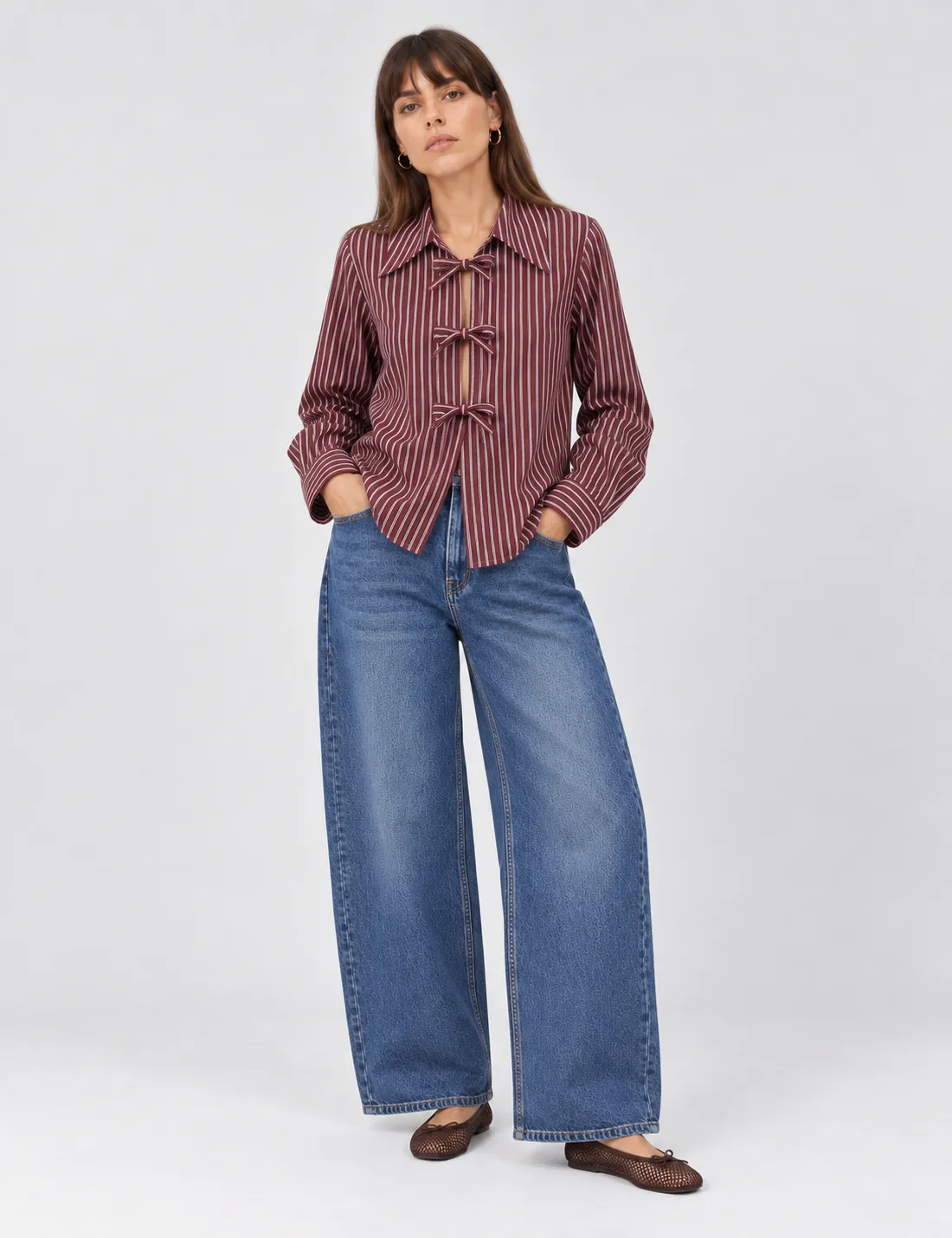 Camisa Rayas Lacitos Burdeos