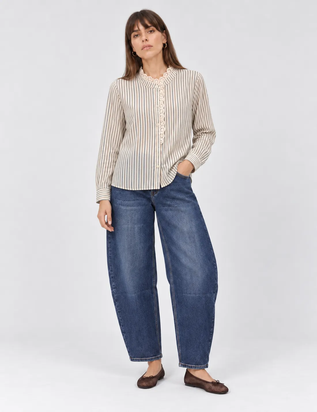 Camisa Rayas Puntilla